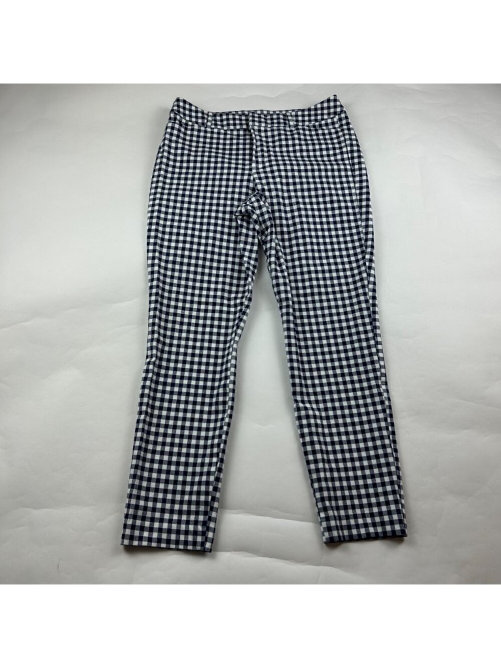 Old Navy Dark Blue Gingham Checkered Stretch Canvas Skinny Pixie Pant 10
